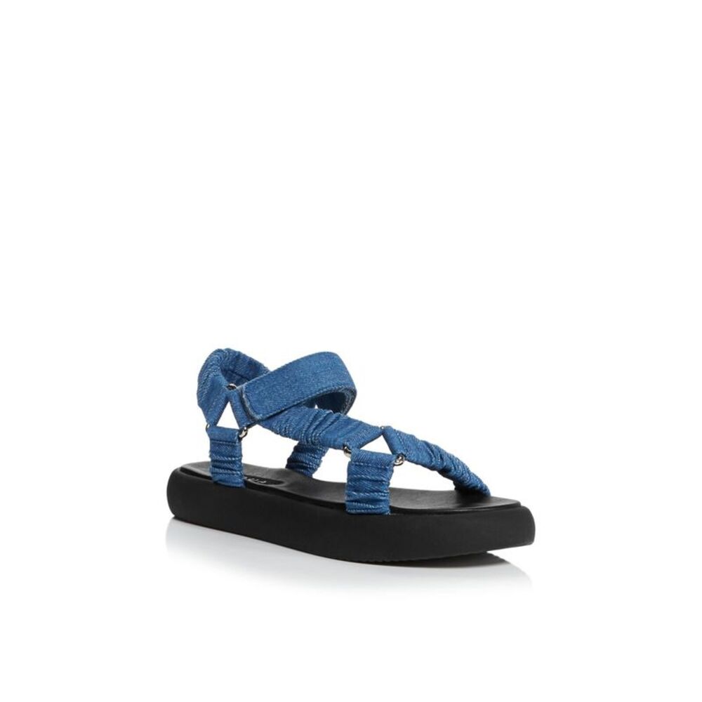 AQUA Womens Blue Cushioned Tenly Square Toe Platform Slingback Sandal 6.5 M